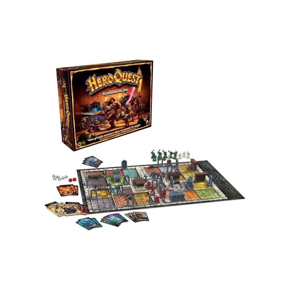Avalon Hill HeroQuest, Jeu De Société pour Famille et Amis, D'Aventures Fantastiques Style Donjon, 2 À 5 Joueurs, À Partir De 14 Ans, Noir/Argenté