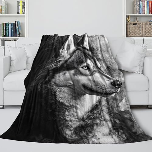 Couverture Husky sibérien en flanelle 150x200cm plaid 3D