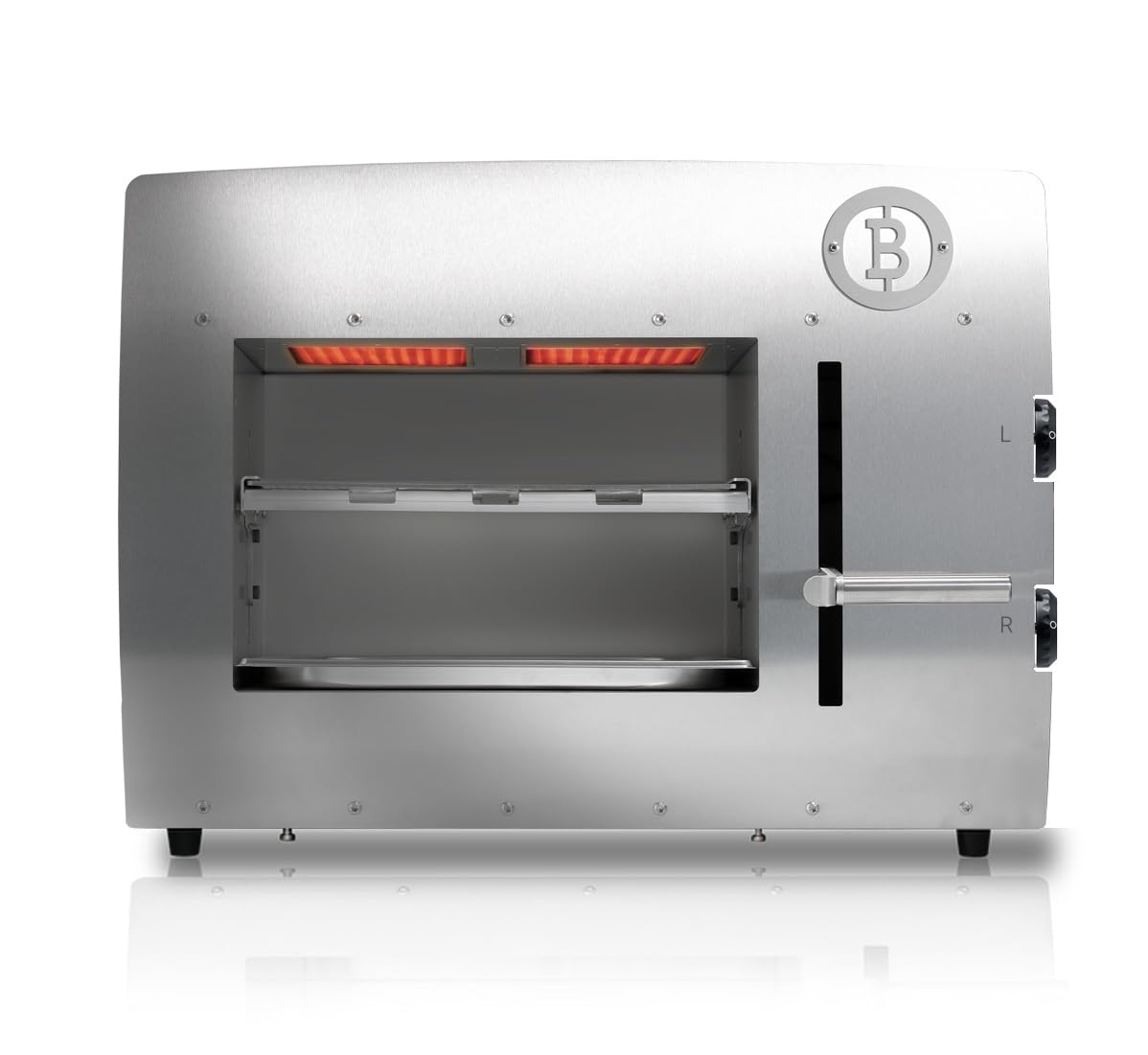 E-Beefer XL – Elektrischer Oberhitzegrill XL-Format | 800 °C | 2 unabhängig regelbare Infrarotbrenner | 3,2 kW | GS-zertifiziert | 16A-Haushaltssteckdose | Kein Gas | 600 × 397 mm