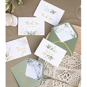 Winoodesign100pkluxuriousgoldthankyoucardswithenvelopesbulksagegreen5x35inchesweddingthankyounotesbabyshowergreenerybridalshowersmallbusiness Urban Country Home Decor Winoo design 100 pk luxurious gold thank you cards with envelopes bulk sage green 5Γ35 inches wedding thank you notes baby shower greenery bridal shower small business urban country home decor
