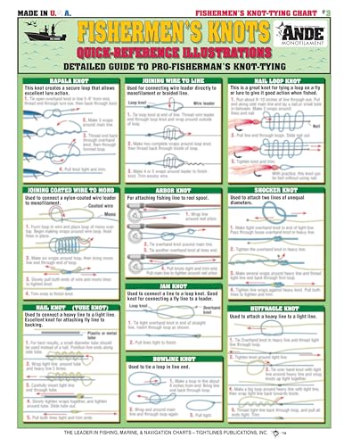 Fishing Knot Tying Chart #3 - Waterproof Quick Reference Guide to 18 Essential Fishing Knots -...