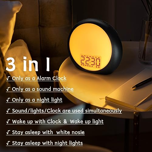 Image of iDealSleep Sunrise Wake Up Light Alarm Clock White Noise Sound Machine | Sunrise Sunset Simulation for Heavy Sleepers Kids Bedroom Dual Alarms Snooze Sound Brown Noise Machine with 25 Sounds