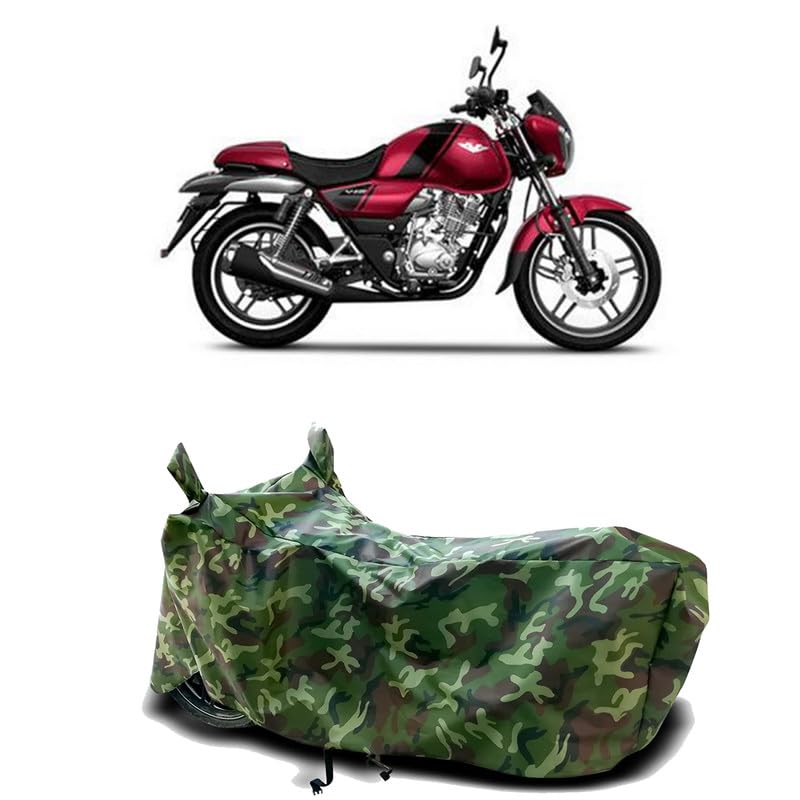 Image of DUFFEL-100% Heat Protection Two Wheeler Bike /Scooty Body Cover for Bajaj V15 Power Up BS6 Water Resistance /UV-Rays /Birds Dropping /Scratchproof /Dust Proof /Waterproof[Green Jungle Print]