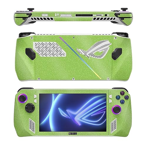 Image of MightySkins Glossy Glitter Skin Compatible with Asus ROG Ally - Solid Lime Green | Protective, Durable High-Gloss Glitter Finish | Easy to Apply