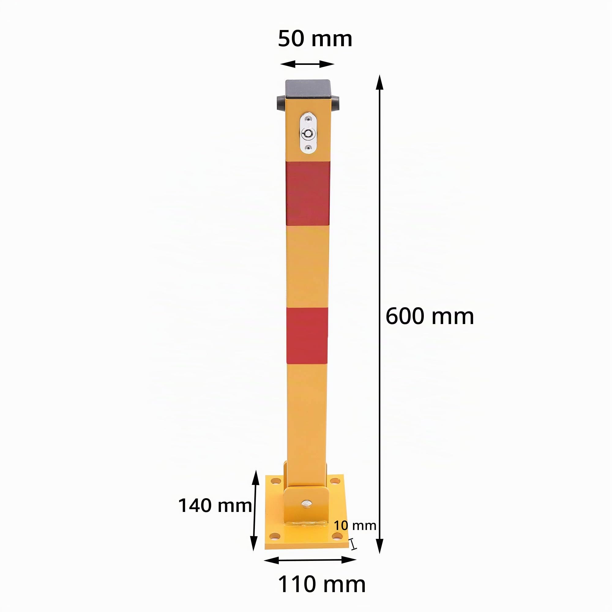 KATSU Barriera Parcheggio Auto Dissuasore Posta Pieghevole Palo di Barriera di Blocco del Parcheggio per Auto, Giallo e Rosso, Chiusura superiore, 60cm Altezza