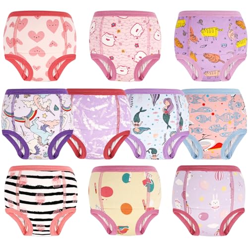 MOEMOE BABY Calzones de entrenamiento, Pantalones de entrenamiento para bebé,10 unidad, 100% Algodón Absorbentes Bragas de Aprendizaje para niños de Ragazzi Morado 2 años