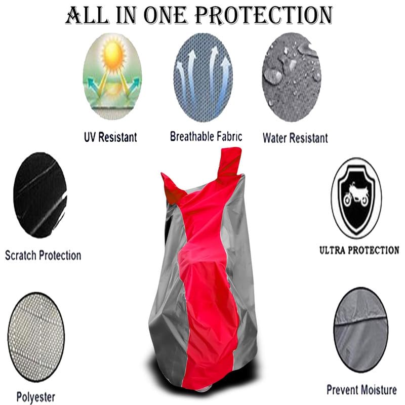Image of DUFFEL-Two Wheeler Bike Body Cover Compatible for Bajaj Pulsar 220 Bs6 Heat Protectio /UV-Rays /Birds Dropping /DustProof /Waterproof All Variants [Gray Red]