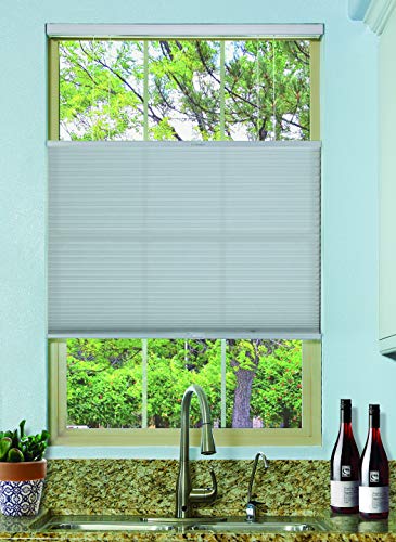 BlindsAvenue Cordless Top Down Bottom Up Cellular Honeycomb Shade, 9/16" Single Cell, Light Filtering, Gray Sheen, Size: 31.5" W x 72" H