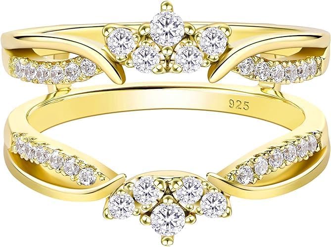 Enhancer Guard Wrap Rings for Women's 925 Sterling Silver Engagement Proposal Ring 14k White Gold Finish