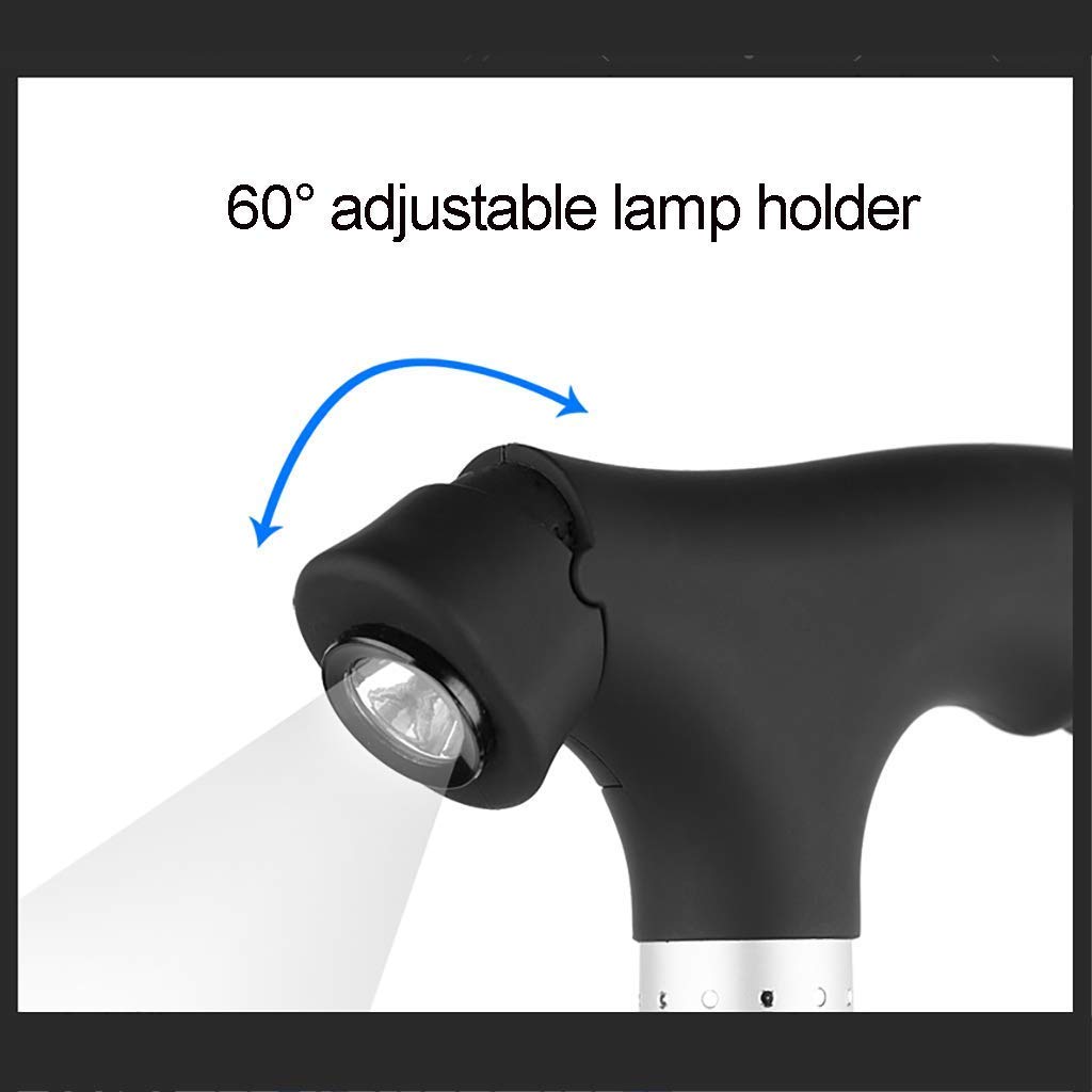 Bastón Plegable en Negro - Portátil - Totalmente Ajustable - Ligero - Bastón de Aluminio Bastón de Senderismo con luz LED - Pie sin Deslizamiento, muletas Times
