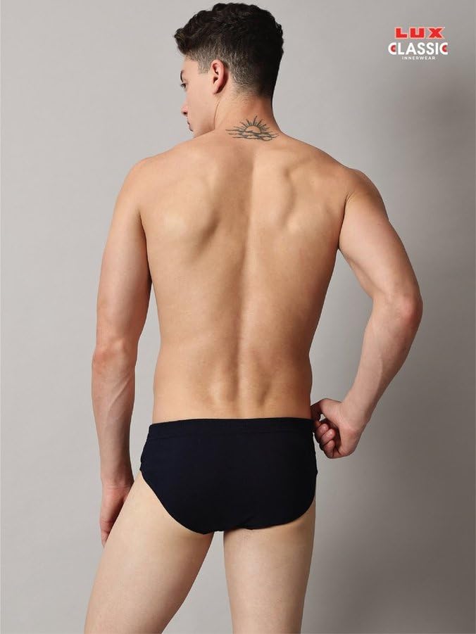 Image of Lux Classic Men's Brief - Value Pack | 100% Cotton V Shape Underwear | Comfortable Lux Brief Pack of 4 (Color May Vary)