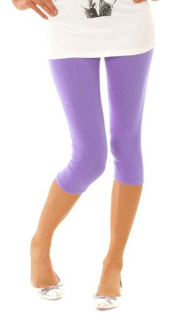 elegance1234 Girl`s Cotton Lycra Crop 3/4 Stretchy Quality Leggings for Casual/Sport/Active (9-10 Years, Purple)