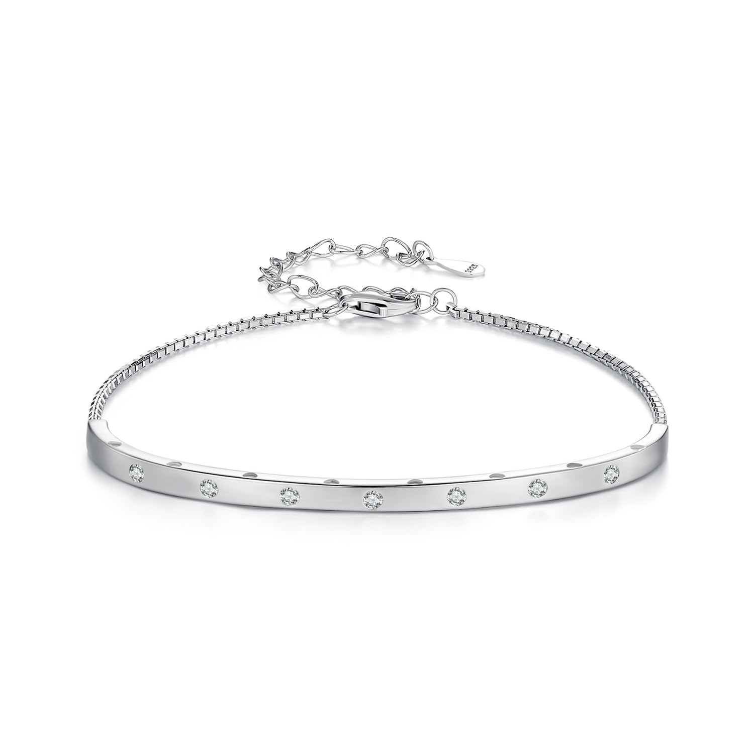 WZGWDC Pulsera de Plata de Ley 925 con Barra con tu Nombre - Pulsera con Barra Plateada de Regalo Personalizada