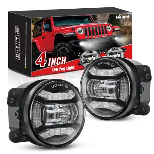 Image of Nilight 4Inch LED DRL Fog Light Assembly Compatible with 2007-2018 Wrangler | For Wrangler JK TJ LJ 2007 2008 2009 2010 2011 2012 2013 2014 2015 2016 2017 2018 DRL White Lamps Clear