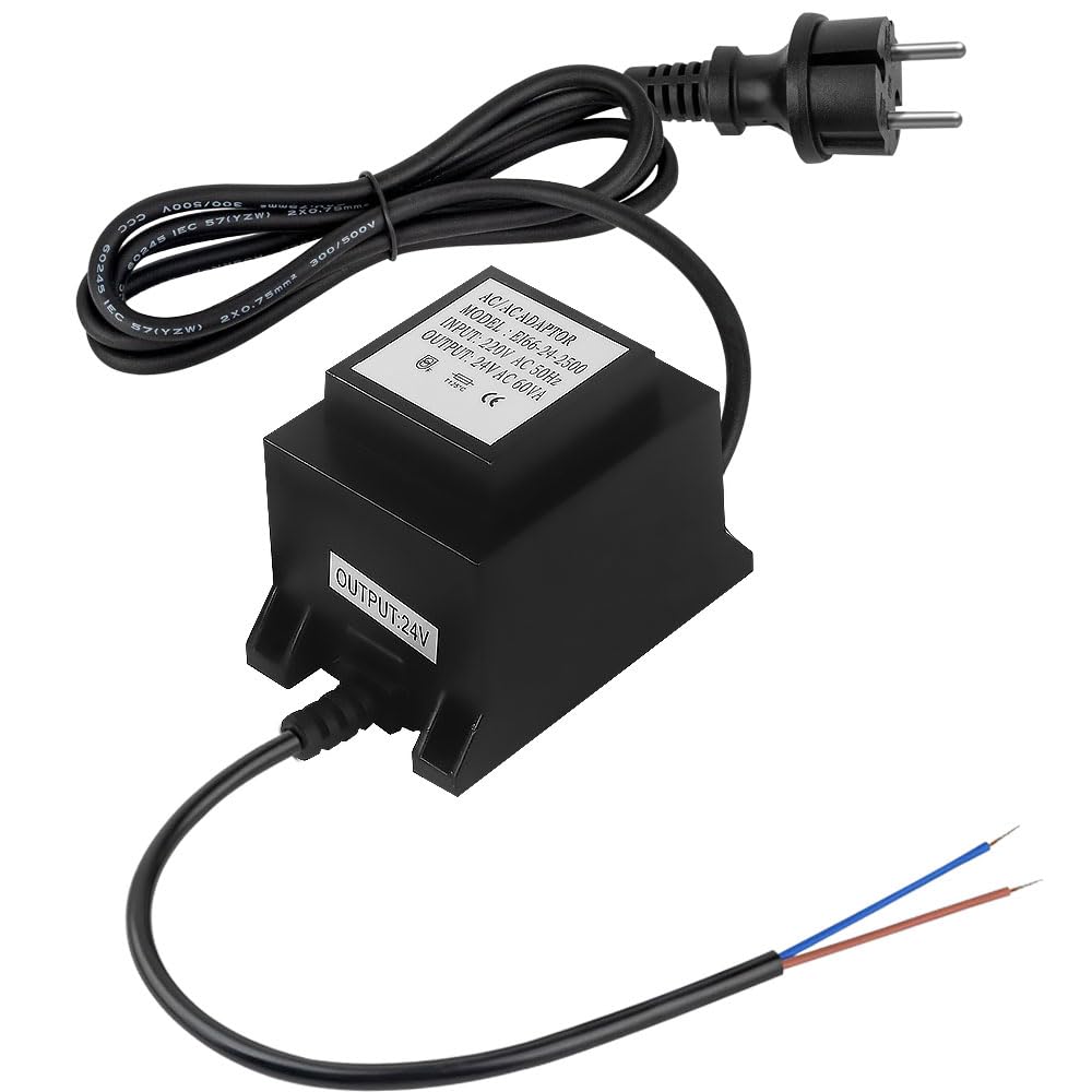 Alimentatore LED 24V AC/AC 50W Trasformatore 220V 24V con Spina Esterna IP68 per Illuminazione LED e Pompe, Cantieri Edili, Fabbriche di Elettronica