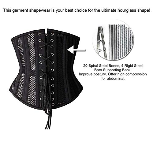 SHAPERX Women's Waist Training Corsets Underbust Heavy Duty 26 Steel Boned Hourglass Silhouette Body Shaper