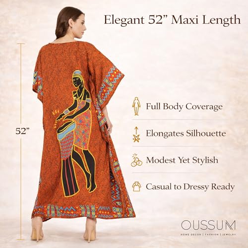 Image of Oussum Plus Size Kaftan Dresses for Women, Polyester Summer Caftan Cover Up Maxi Beach Dress, 1X-3X