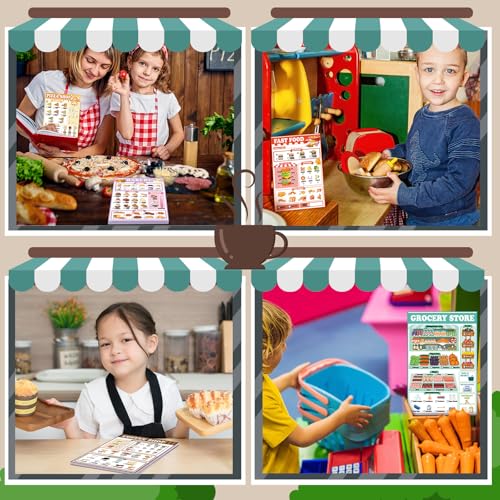 Image of Eaasty 6 Pack Kids Pretend Play Notepads 4x6 Inch,Food | 6 Career Themes Dental Police Vet Makeup Restaurant, 40 Pages per Notepad for Toddlers Imaginative Activity and Learning