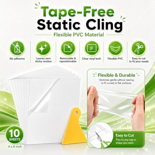 Image of PSLER Sticker Shield Windshield, Static Cling Window Film, 4x6 10 Pack