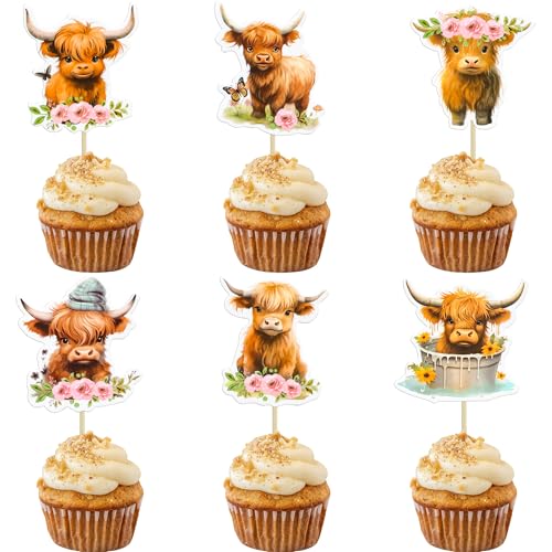 Decoración para cupcakes de vaca de las tierras altas para evitar mesas dulces aburridas 1