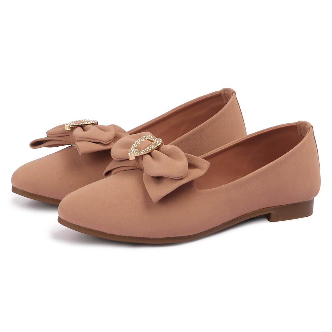 Women’s Ballerina Flats | Elegant Bow Detail Belly Shoes | Comfortable Slip-On Casual Footwear | Stylish Office Wear Flats for Women-image-17