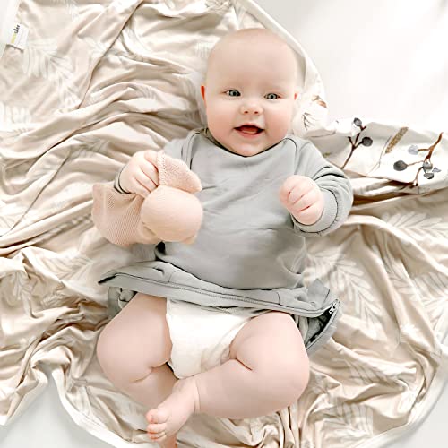 Image of GRSSDER Baby Blankets Super Soft Jersey Knit Swaddle Blanket for Baby Girls and Boys, Double Layer Reversible Receiving Blankets 34 x 44 Extra Large for Swaddling, Stylish Pretty Flora, Beige