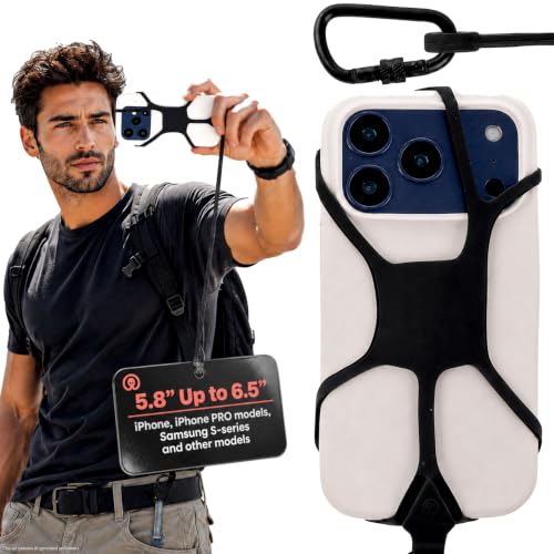 Image of Pulpo Safety Cell Phone Lanyard, Phone Wrist Strap, Black, 5.8 inch to 6.5 inch