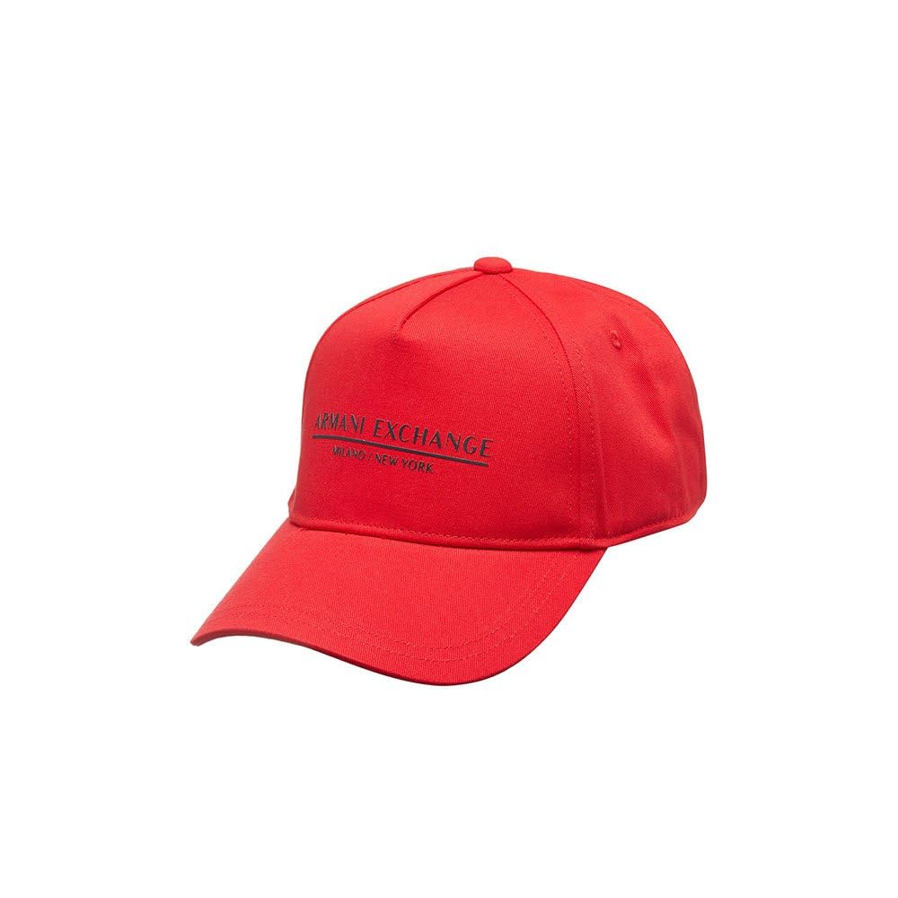 Armani Exchange Gorra de béisbol para Hombre Essential, Milano/Nueva York, con Logotipo, Rojo/Azul, Talla única