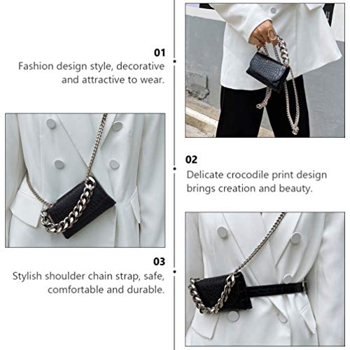 KESYOO Bolsa Feminina Pu Bolsa de Ombro Estampado Padrão de Crocodilo Com Cós Mini Zíper Bolsa de Ar