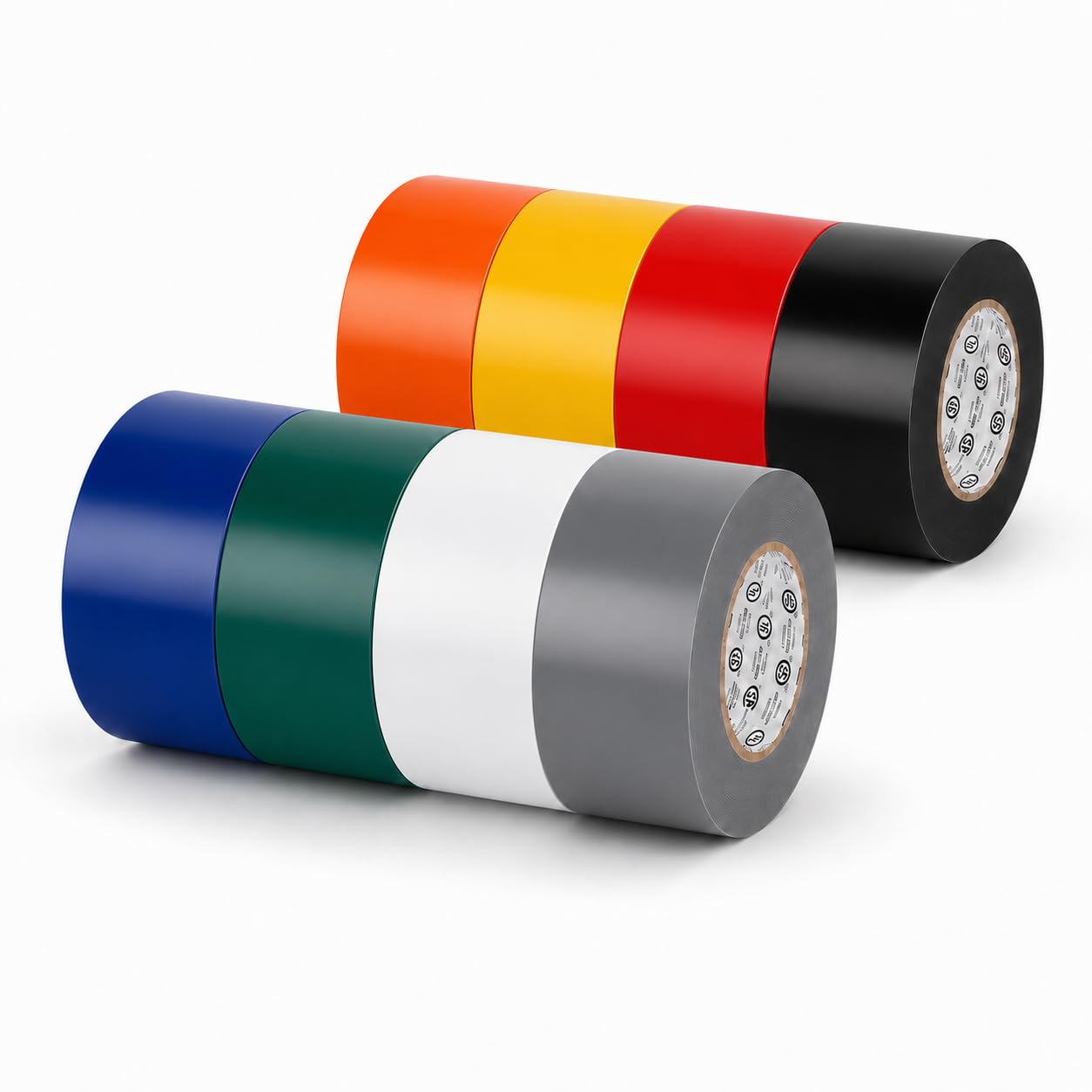 GGR Supplies EL-766AW Rainbow General Purpose Electrical Tape, 3 Inch x 66 Feet, 7 Mil PVC, UL/CSA Listed Core, 600V Flame-Retardant Insulation for Wire Splicing, Bundling &amp; Color Coding, Pack of 8