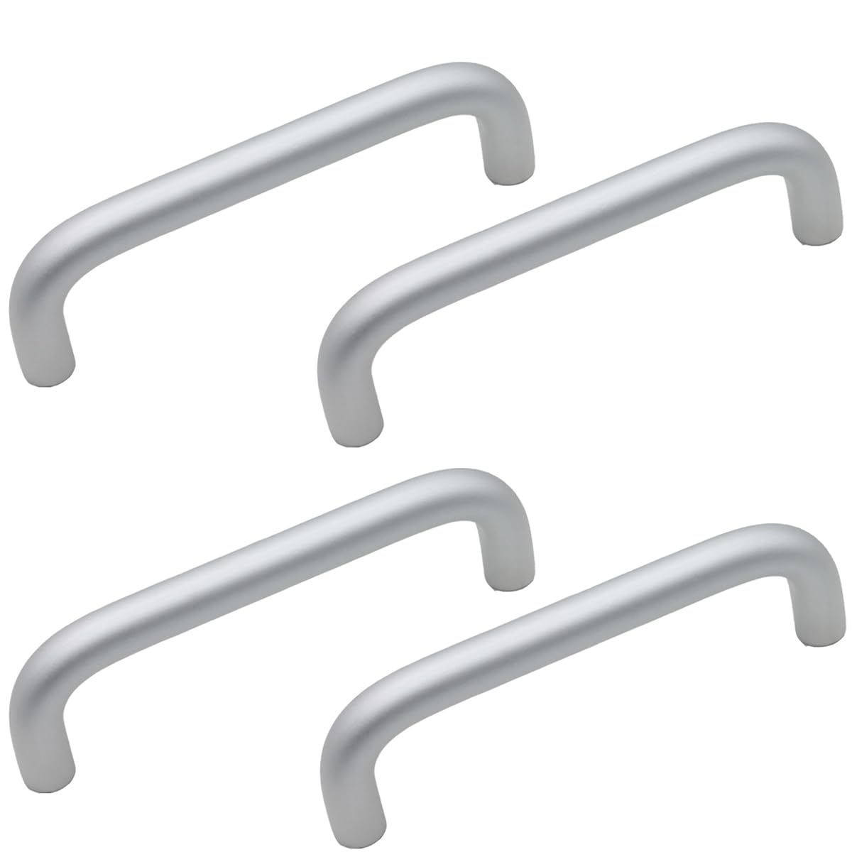 voleseni 4 Pack Aluminum Solid Cupboard Handle, Bright White U-Shaped Cabinet Hardware Pull for Bedroom Bathroom Kitchen Cabinets Door