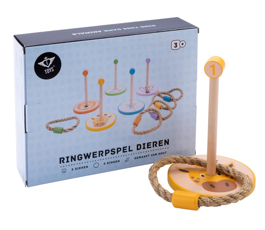 Engelhart - 604020 - Throwing rings game - Animals and colours - wooden and rope skill game - Age 3+, Toss Ring Game, Medium - Image 4