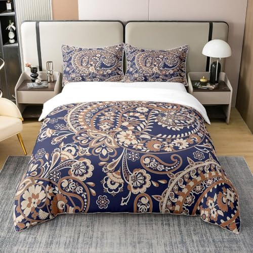 richhome Paisley Parure de Lit Coton Ensemble de literie Enfants Boho Paisley Imprimer 100% Coton Housse de Couette 140x200cm Bohème Style Exotique Parure de Lit pour...
