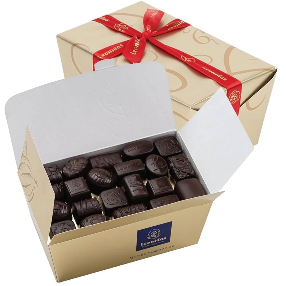 Leonidas Dark Belgian Chocolate, Assorted Praline, Butter Creams, Truffles & Ganache, Ballotin Box (500g 28pc Approx)