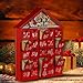 MorTime 24 Day Red House Advent Calendar with Lighted Reindeer Sled Christmas Tree Snowflake, Lighted Wooden Countdown to Christmas Calendar Decoration with 24 Storage Drawers