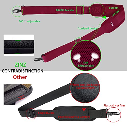 Image of ZINZ 79 inch Shoulder Strap, Extra-thick Fixed Cushion Pad and Dual Clasps Universal Replacement Strap with Metal Swivel Hooks for Laptop Bags, Luggage Bags, Camera, Crossbody (200cm,Red)