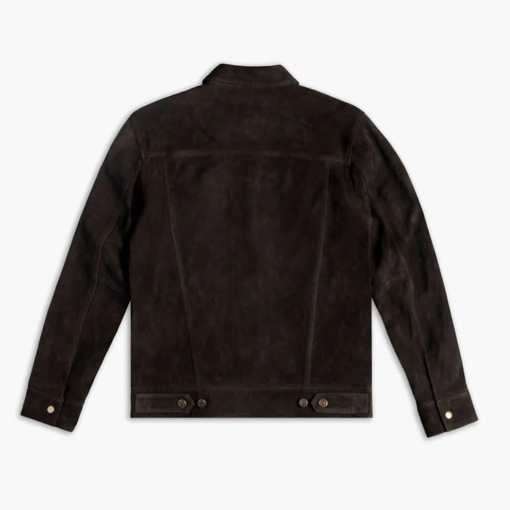 Isaac & David Chicago Men's Vintage Trucker Suede Leather Jacket - Denim Biker Cafe Racer Causal Western Cowboy Jacket