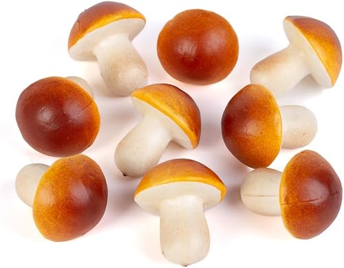 Miniatura 6 de Factory Direct Craft Juego de 18 hongos artificiales de color marrón claro para exhibiciones de cuencos, arreglos florales y accesorios para