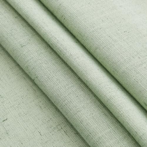 Image of Mist Sage Linen Curtains 63 Inches Long 2 Panel Sets for Living Room Bedroom Rod Pocket Back Tab Light Filtering Drape for Kitchen Window Short Protect Privacy Curtain Modern Farmhouse Decor 52x63