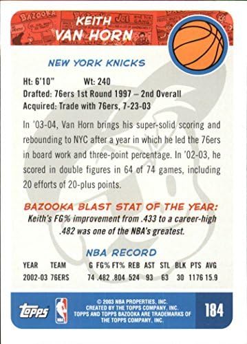 Miniatura 2 de 2003-04 Topps Bazooka #184 Keith Van Horn NBA Basketball Trading Card