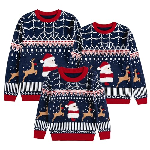 Curipeer Christmas Sweater Family Matching Outfits Couples Kids Knitted Pullover Tops Party Holiday