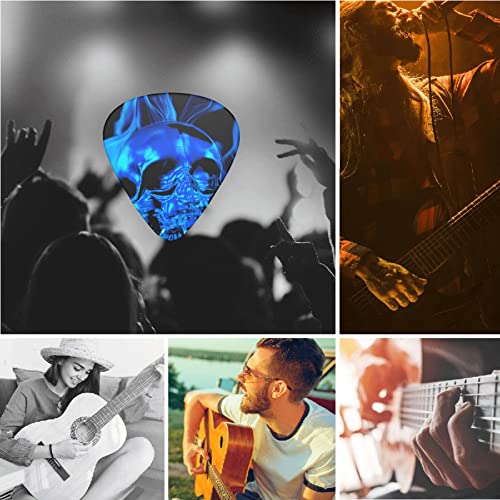 Lot de 12 médiators pour guitare électrique basse acoustique Motif tête de mort Bleu flamme Noir - Les Beatles, Paul McCartney, John Lennon, RIngo Starr, George Harrison Lot de 12 médiators pour guitare électrique basse acoustique Motif tête de mort Bleu flamme Noir – Image 8