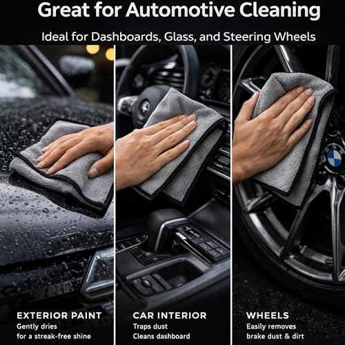 Image of Cutting EDGE 300 GSM Car Microfiber Cloth, 40x30 cm, Grey (Set of 2) | Material: Microfiber, 300 GSM, Ideal for Car, Bike, Glass & Dashboard Cleaning, Soft, Lint-Free & Scratch-Free