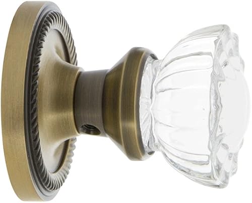 Miniatura 6 de Nostalgic Warehouse Pomo de cristal, latón antiguo, tamaño de fondo de privacidad 2.375 "" (702127) Cuerda Rosette Crystal