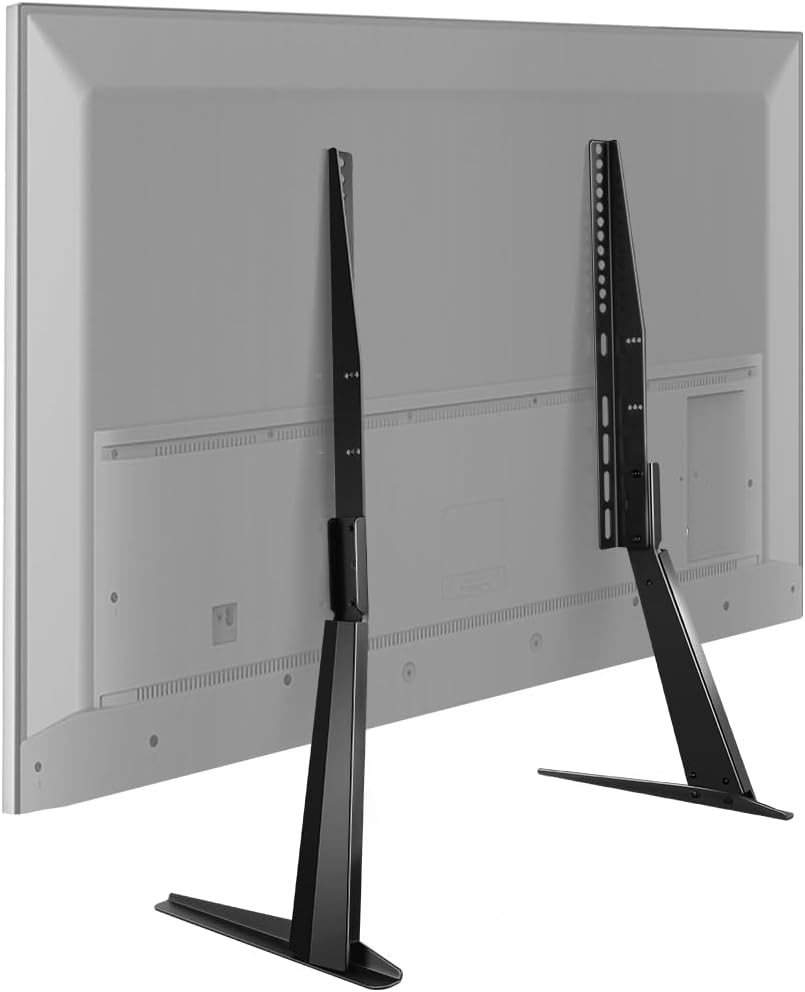 black universal tv stand tabletop for 27 to 65 inch lcd flat screen tv,max vesa 800 x 400mm, height adjustable tv base holds up to 88lbs