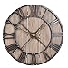Household Essentials Large Oversized Decorative Rustic Wall Clock, Brown Wood/Black Metal