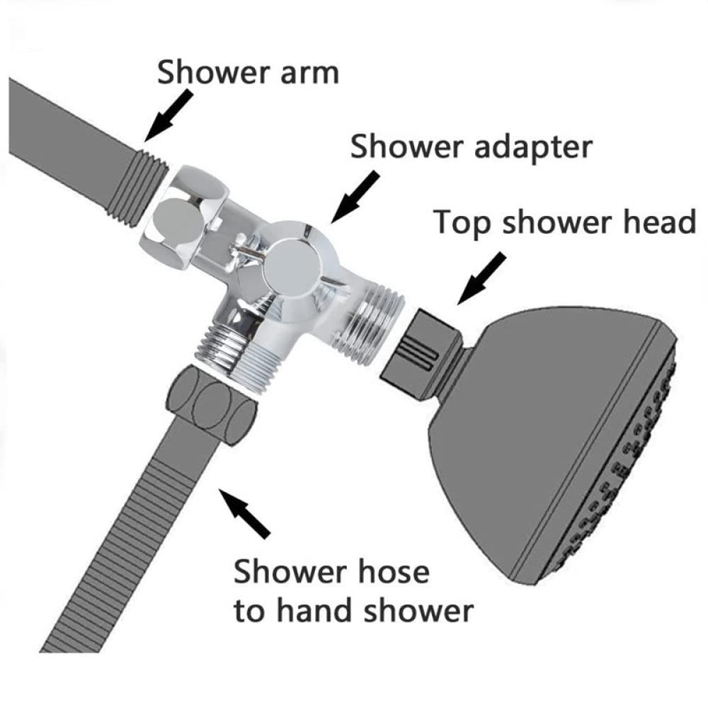 OTANA G1/2" Ducha Conector de Tres vías Válvula desviadora de latón Adaptador en Forma de T Separador de Agua Ajustable Grifo Divisor Piezas de baño,H