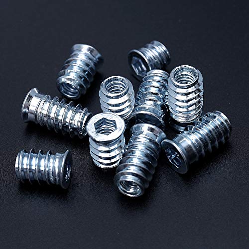 Image of Wood Threaded Insert 1 /4-20 x 10mm 15mm 20mm Length Screw in Insert Nut Kit for Wood Furniture 60 Pieces