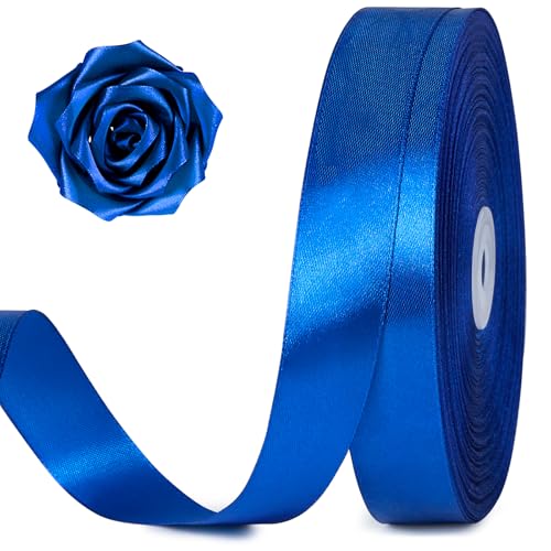 100 Yards 1 Inch Royal Blue Satin Ribbon Solid Craft Fabric Ribbon for Christmas Gift Wrapping Bows Making Flower Bouquet Wedding Party Decoration