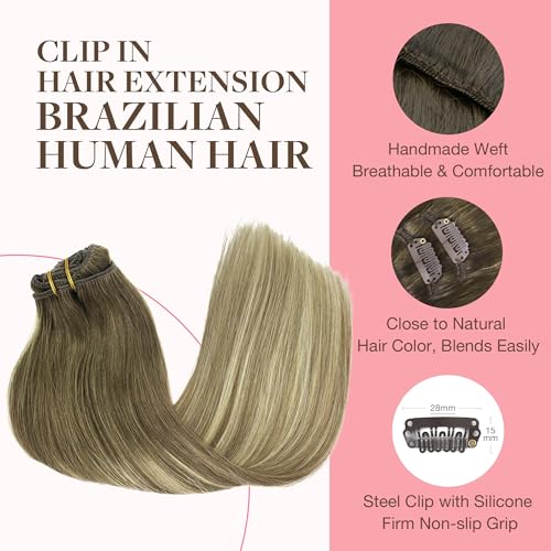 image for GOO GOO Clip in Hair Extensions Real Human Hair, Remy Human Hair Exten